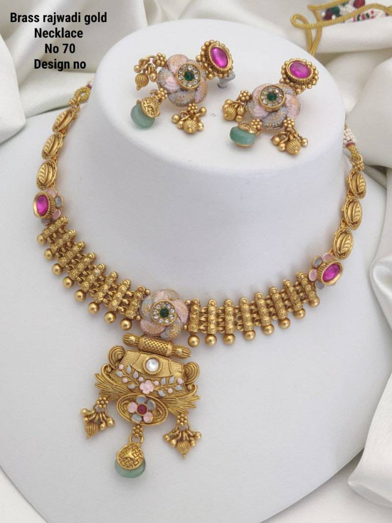 Brass Rajwadi Gold Necklace 9