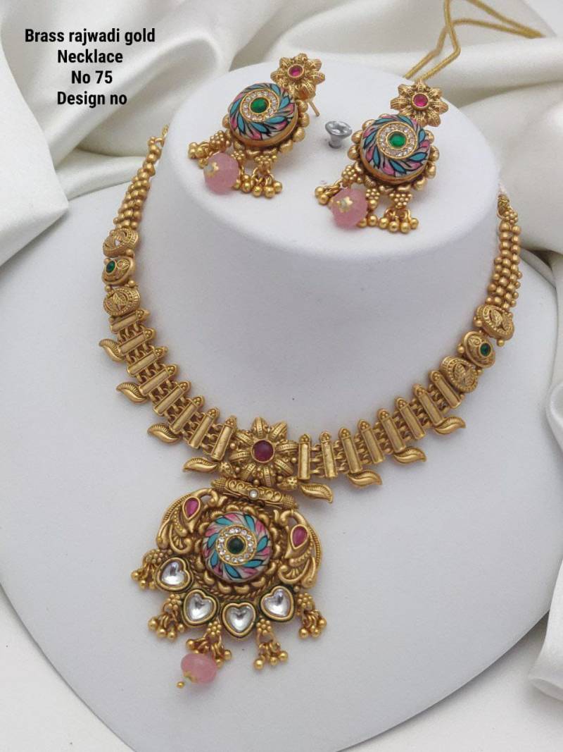 Brass Rajwadi Gold Necklace 10