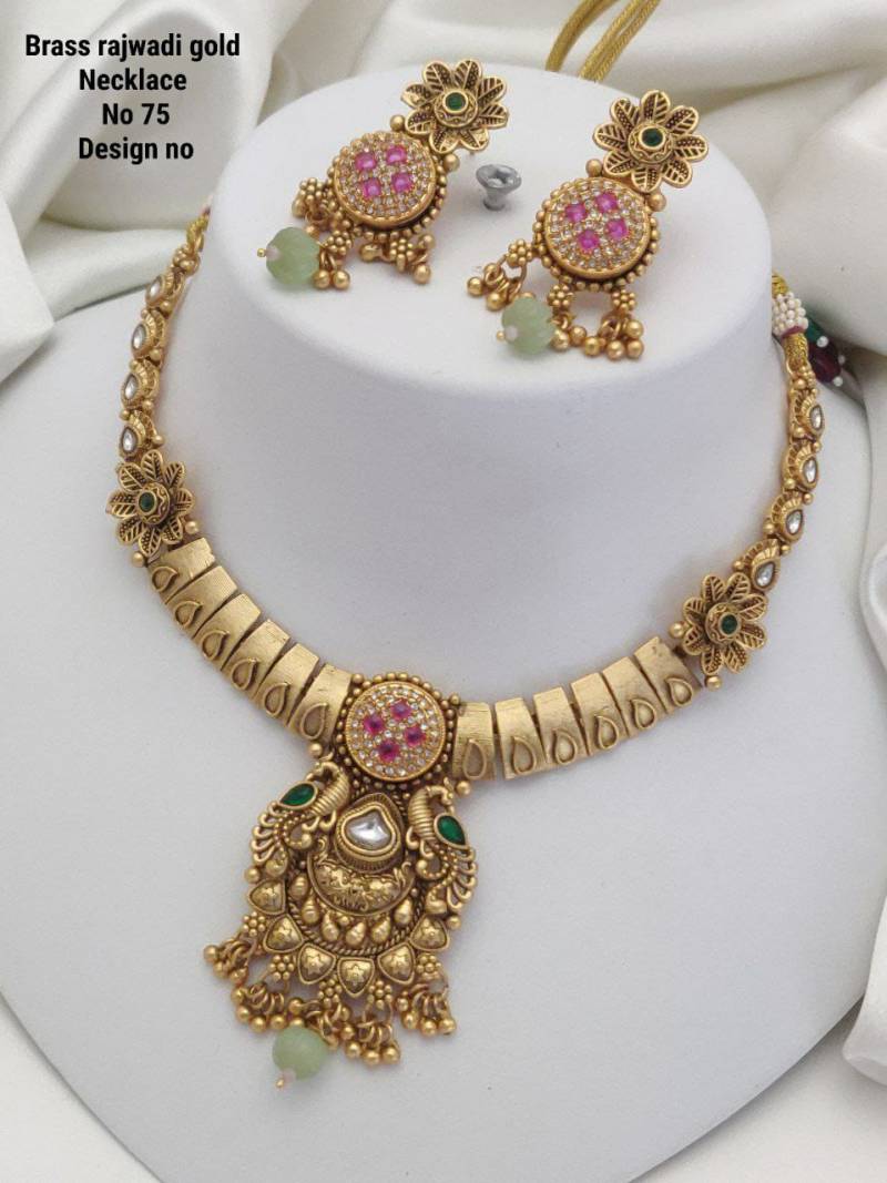 Brass Rajwadi Gold Necklace 10