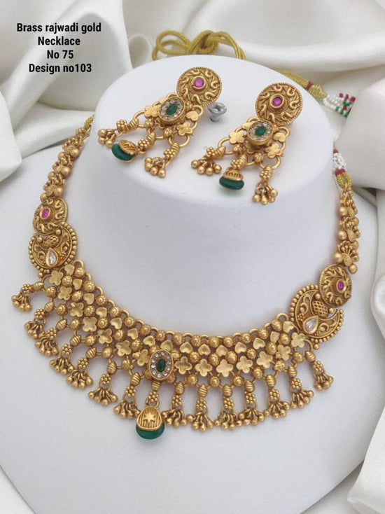 Brass Rajwadi Gold Necklace 10