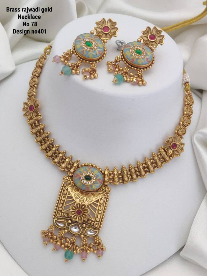 Brass Rajwadi Gold Necklace 10