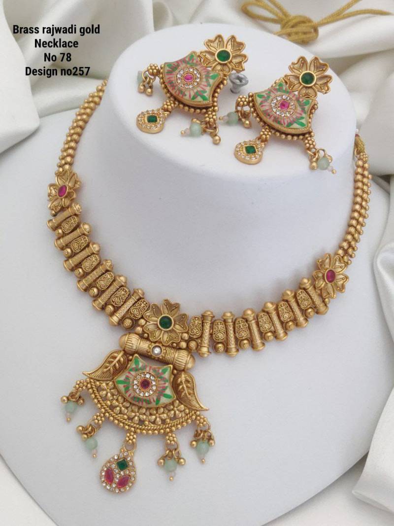 Brass Rajwadi Gold Necklace 10