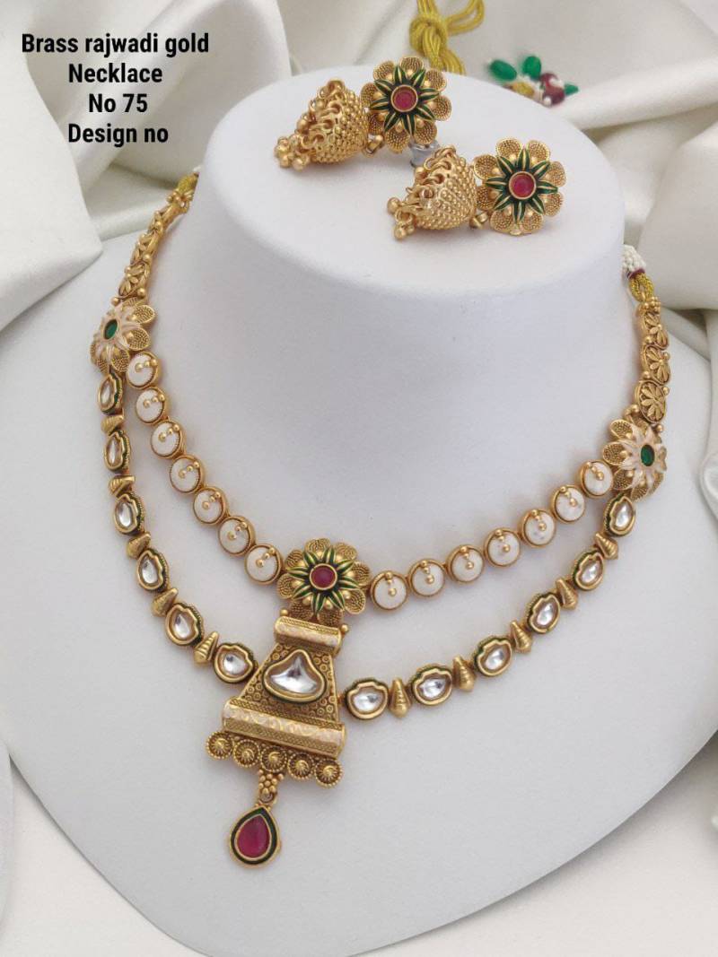 Brass Rajwadi Gold Necklace 10
