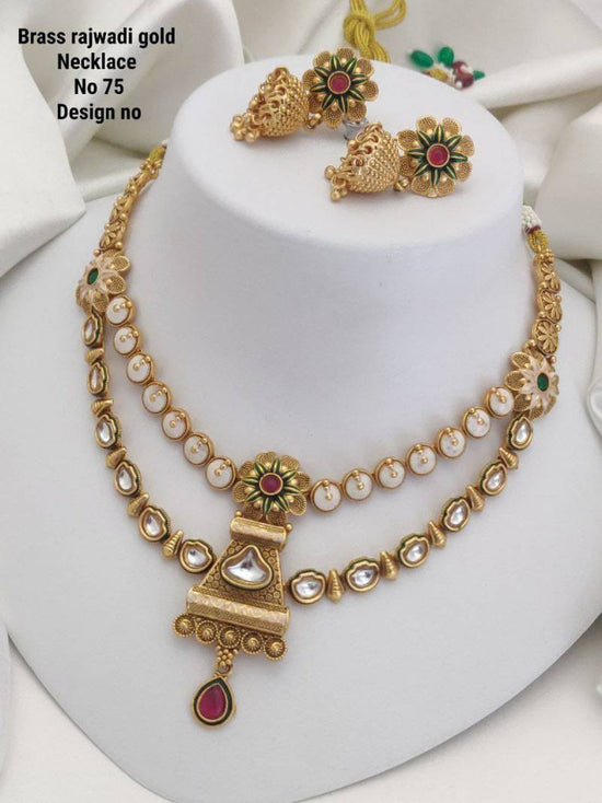 Brass Rajwadi Gold Necklace 10