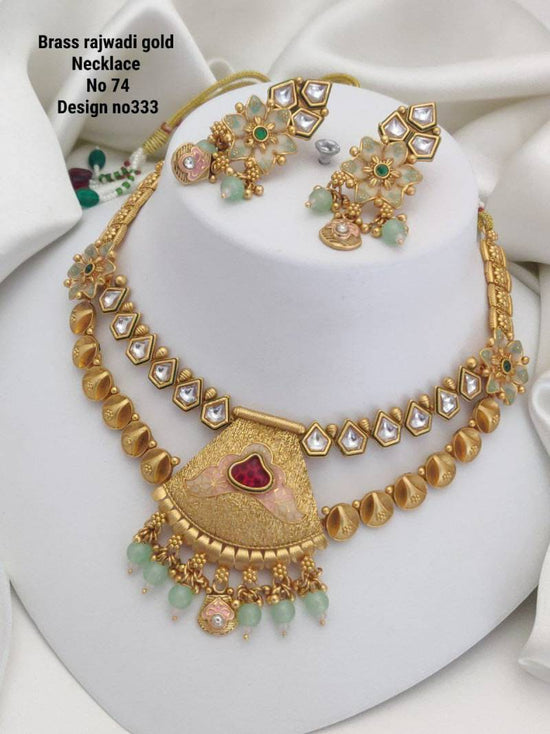 Brass Rajwadi Gold Necklace 10