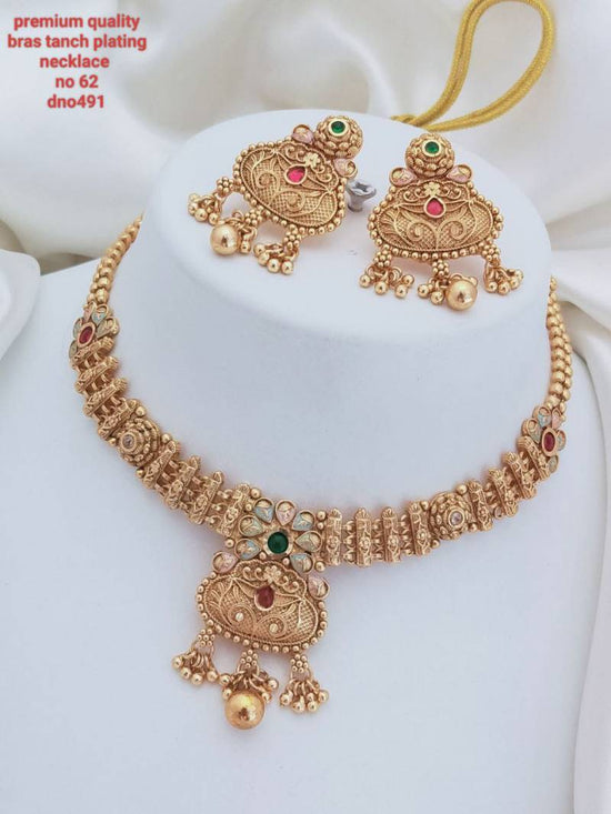 Brass High Gold Tanch Pleating Necklace 1
