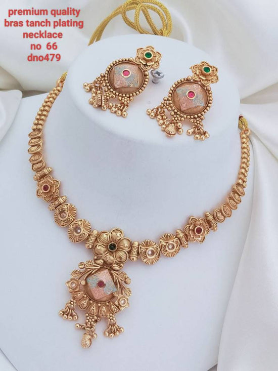 Brass High Gold Tanch Pleating Necklace 2