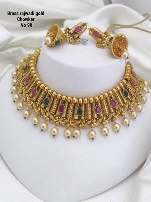 Brass Rajwadi Gold Choker 1