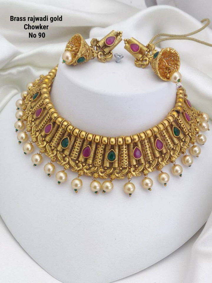 Brass Rajwadi Gold Choker 1