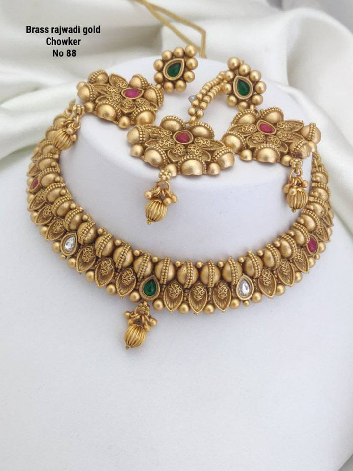 Brass Rajwadi Gold Choker 1