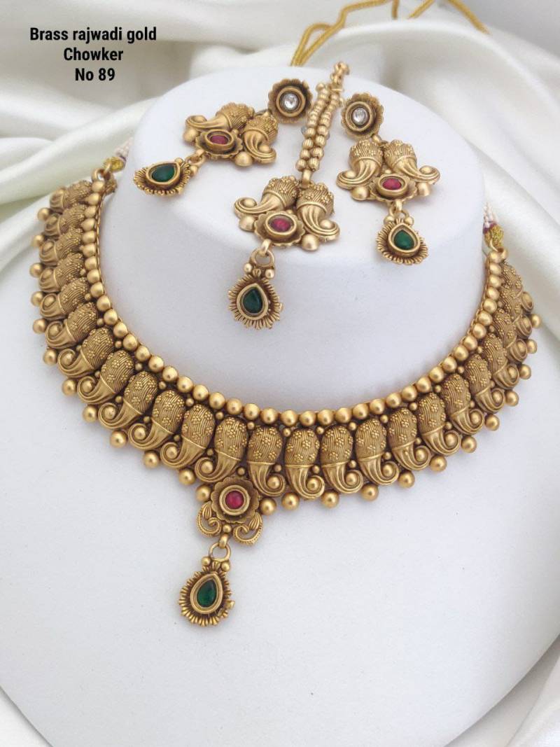 Brass Rajwadi Gold Choker 1