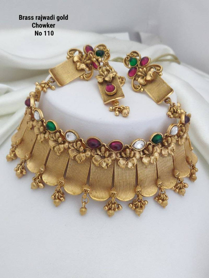 Brass Rajwadi Gold Choker 2