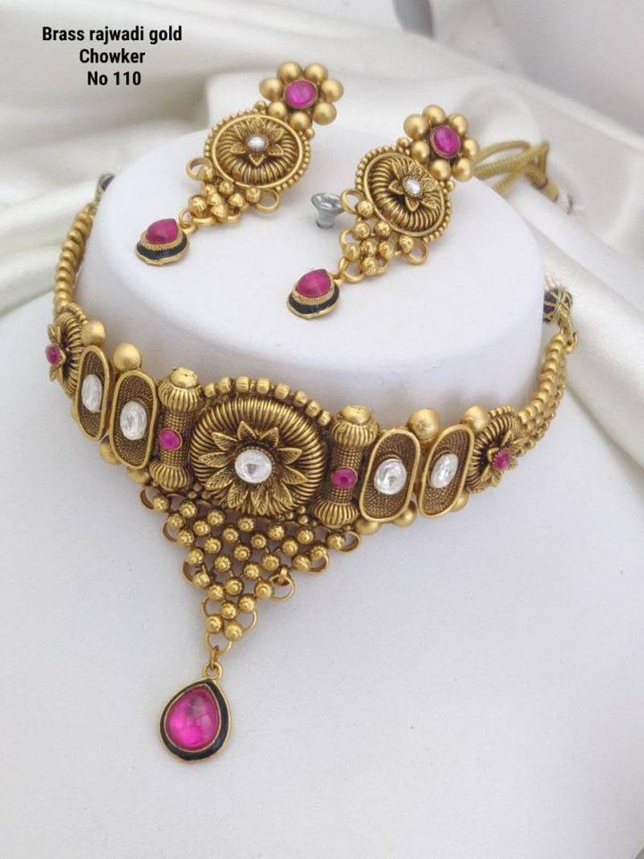 Brass Rajwadi Gold Choker 2