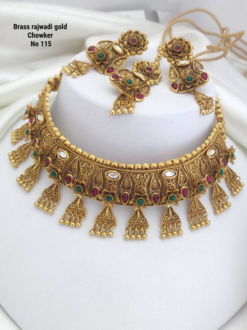 Brass Rajwadi Gold Choker 2