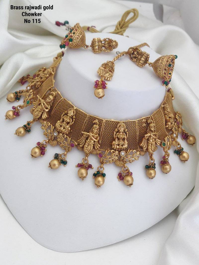 Brass Rajwadi Gold Choker 2