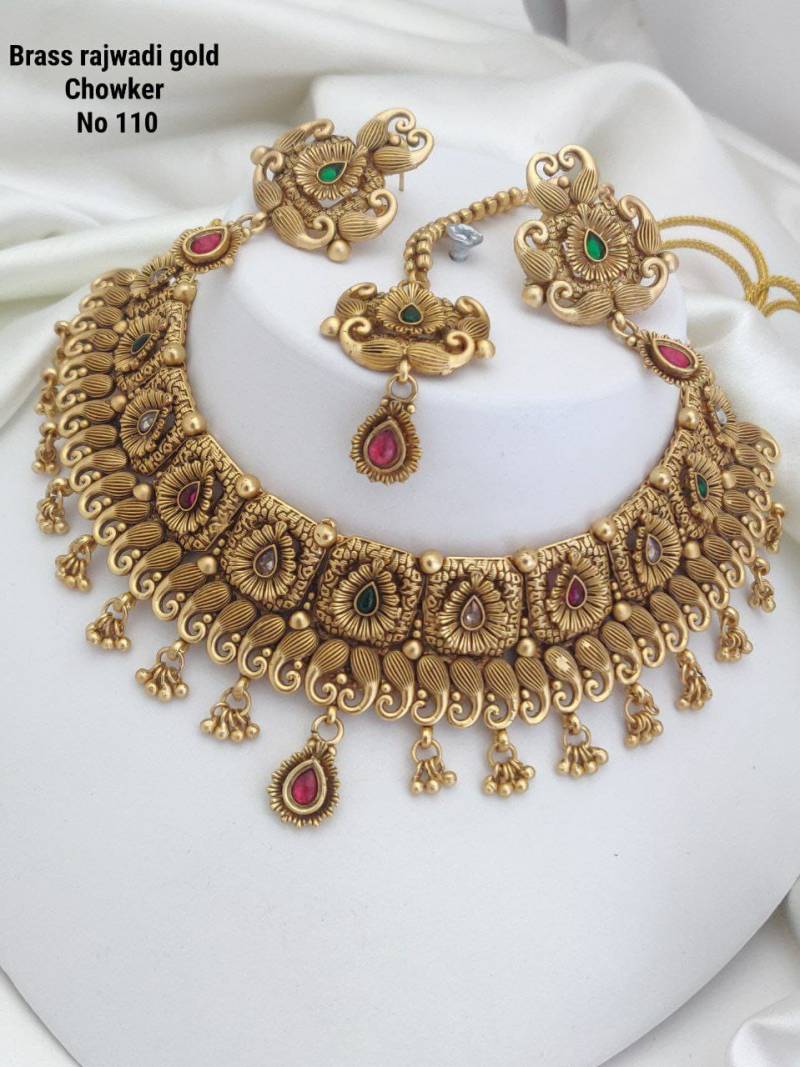 Brass Rajwadi Gold Choker 2