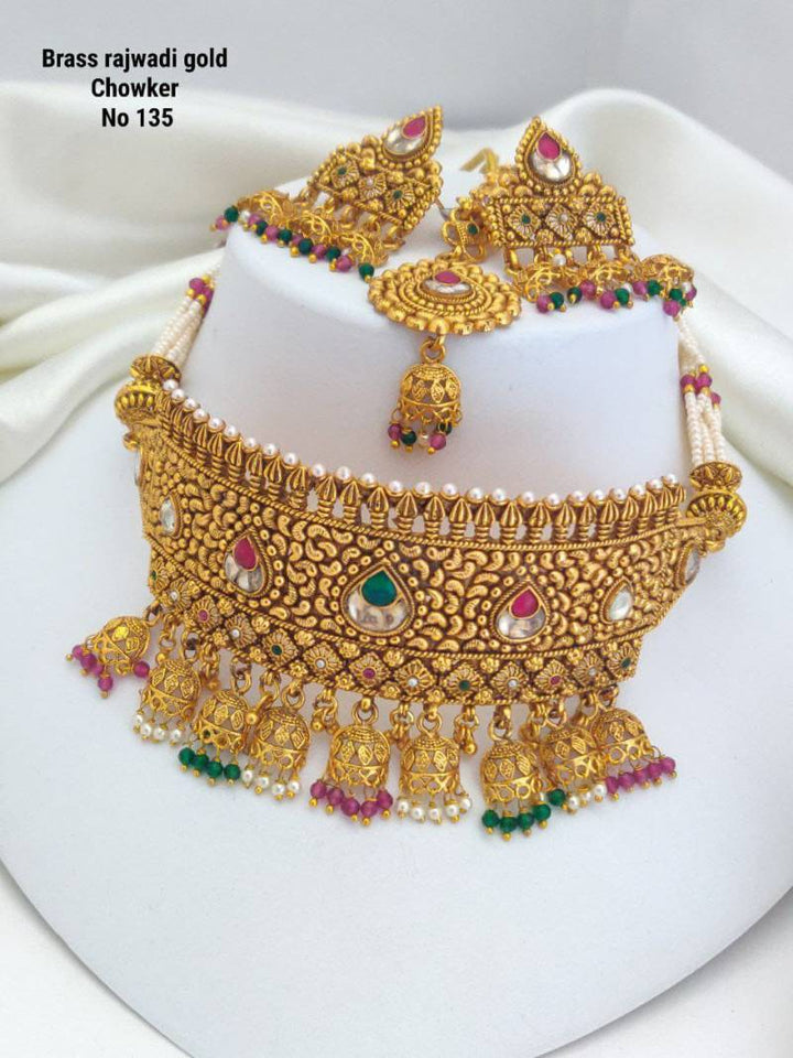 Brass Rajwadi Gold Choker 4