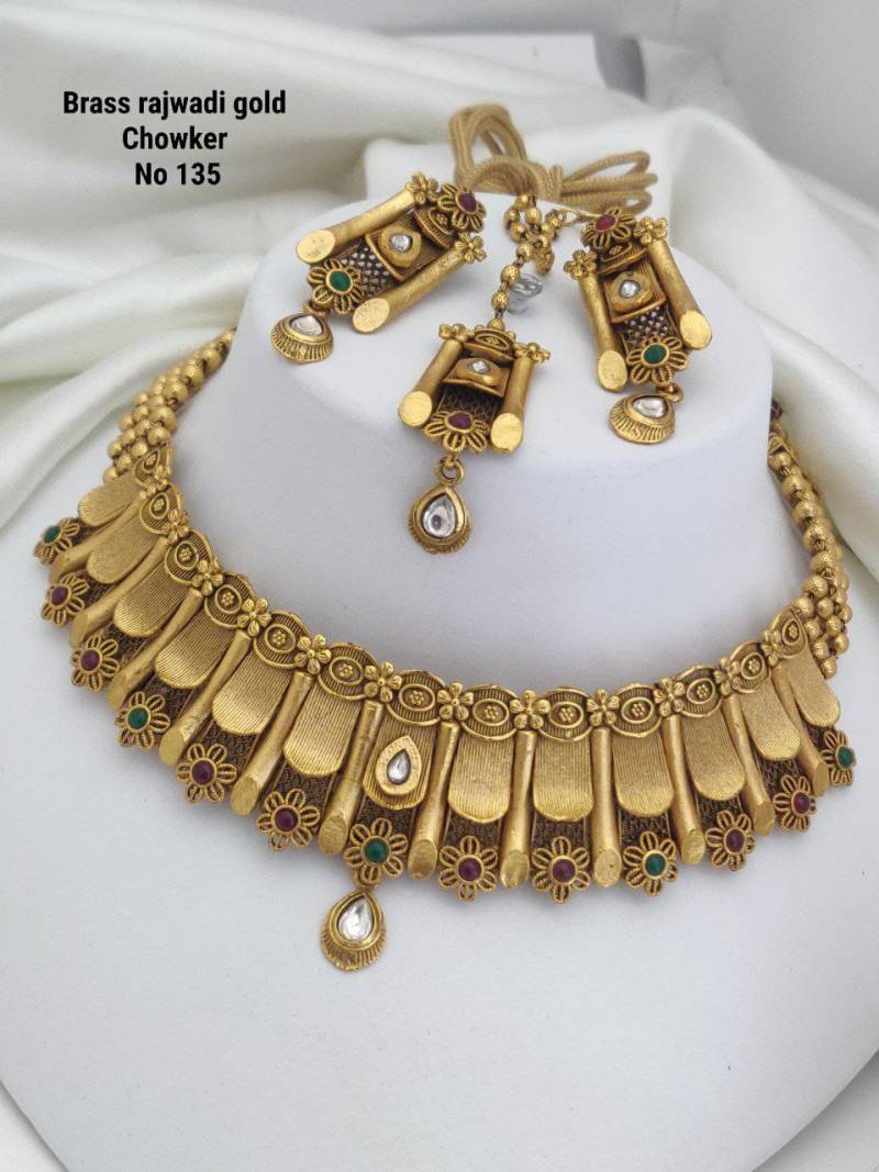 Brass Rajwadi Gold Choker 4