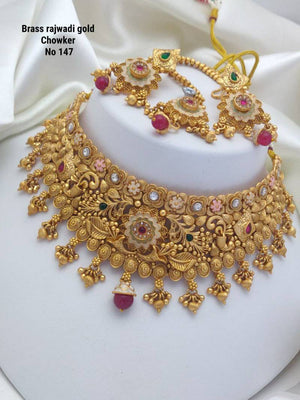 Brass Rajwadi Gold Choker 5