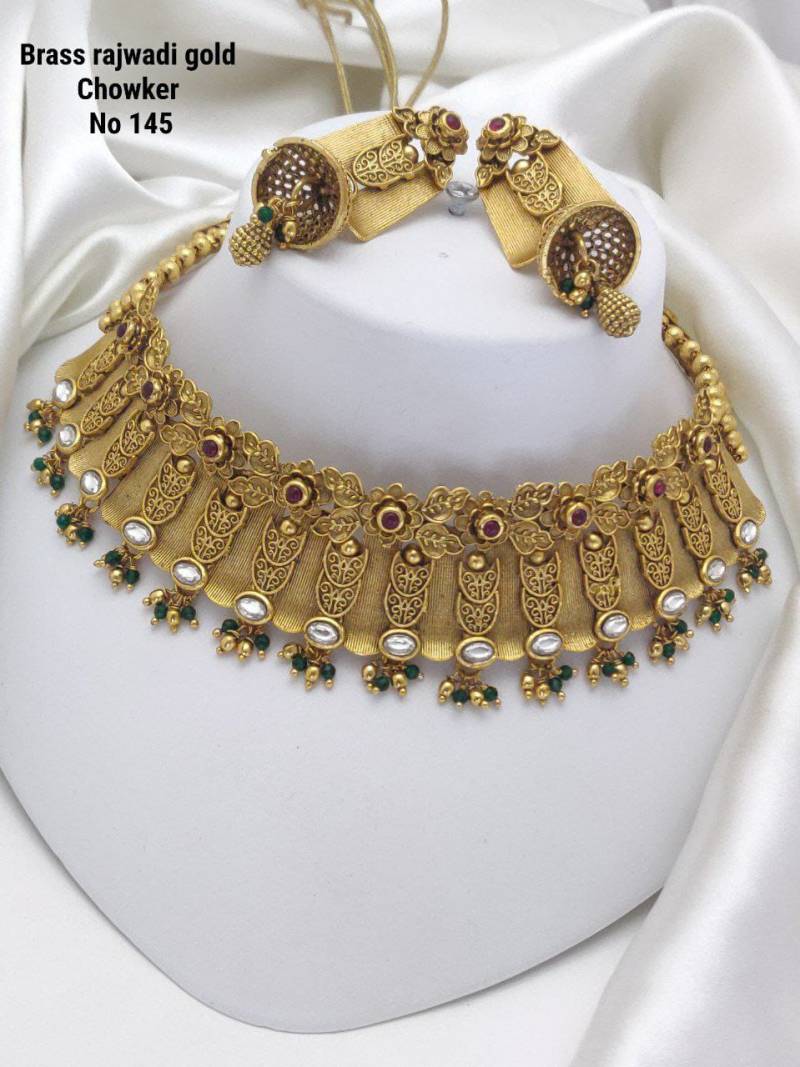 Brass Rajwadi Gold Choker 5