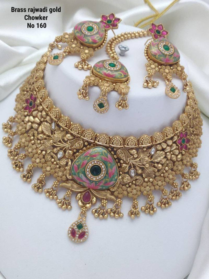 Brass Rajwadi Gold Choker 6