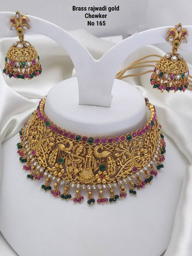 Brass Rajwadi Gold Choker 6