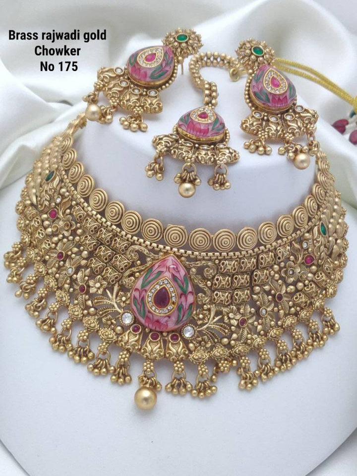 Brass Rajwadi Gold Choker 7