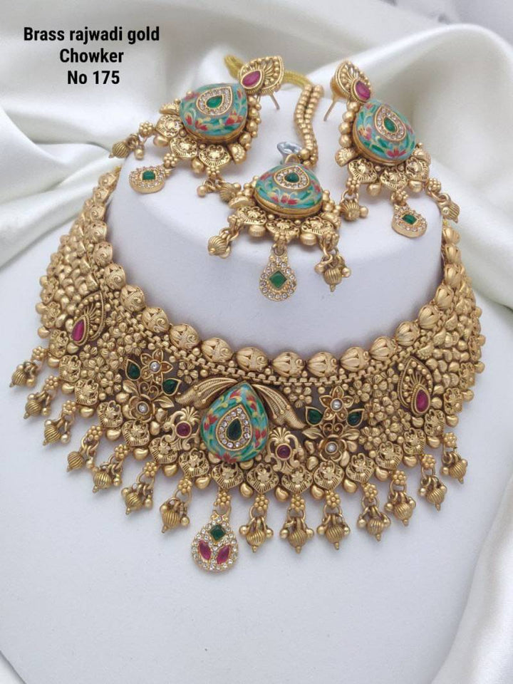 Brass Rajwadi Gold Choker 7