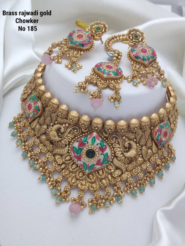 Brass Rajwadi Gold Choker 8