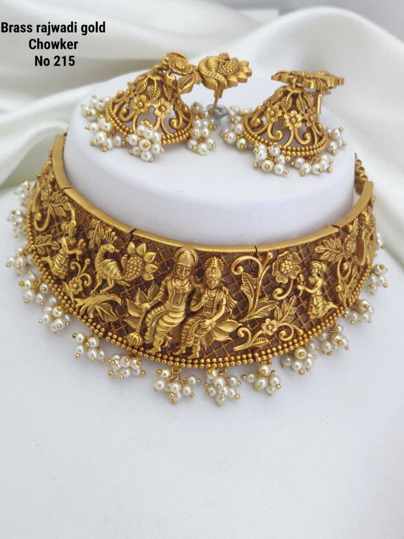 Brass Rajwadi Gold Choker 9