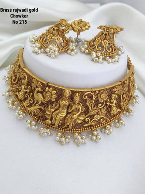 Brass Rajwadi Gold Choker 9