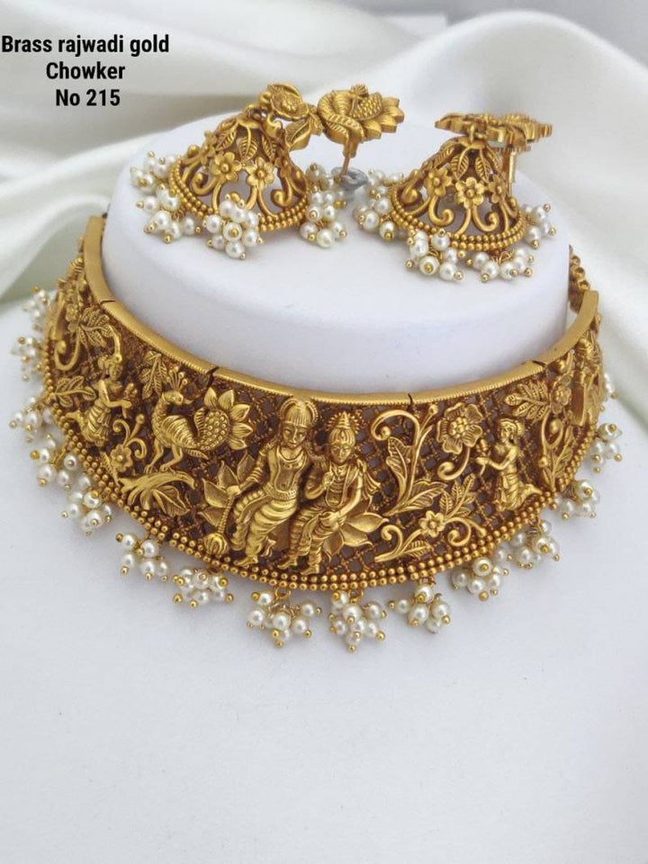 Brass Rajwadi Gold Choker 9