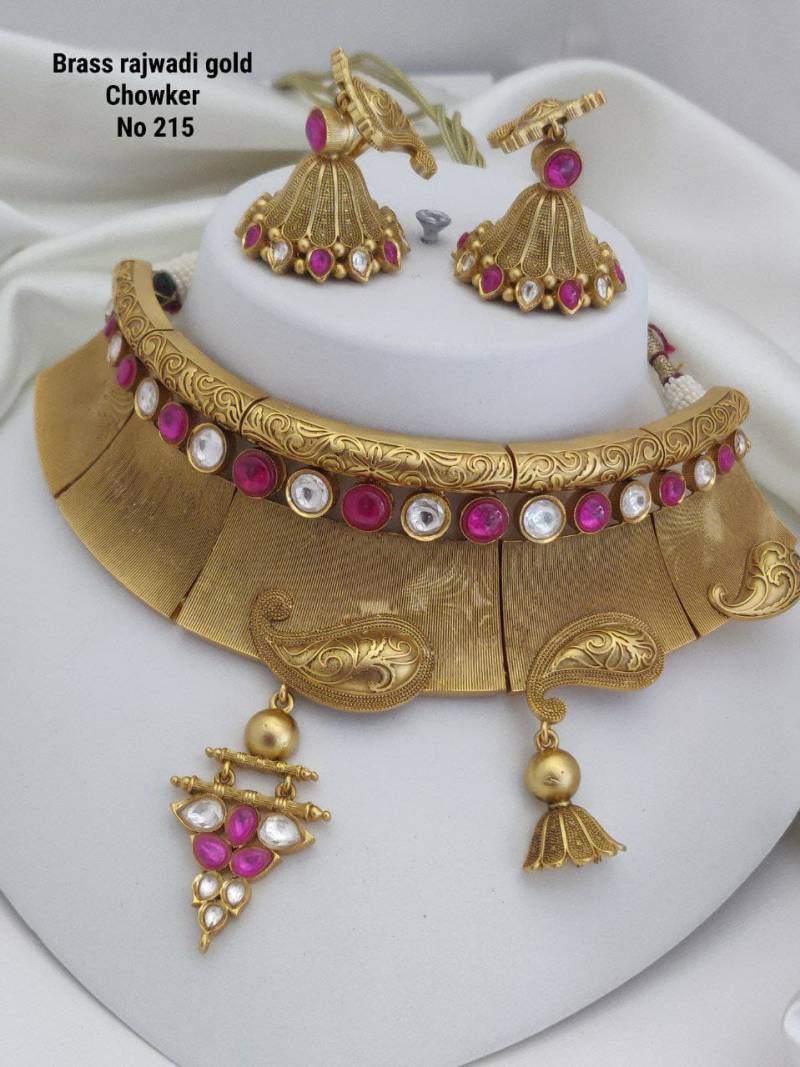 Brass Rajwadi Gold Choker 9