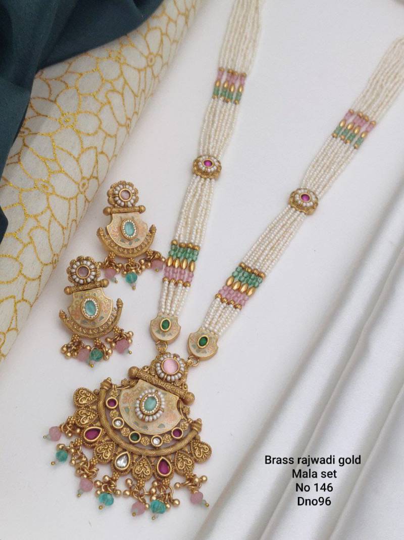 Brass Rajwadi Gold Mala Set 3