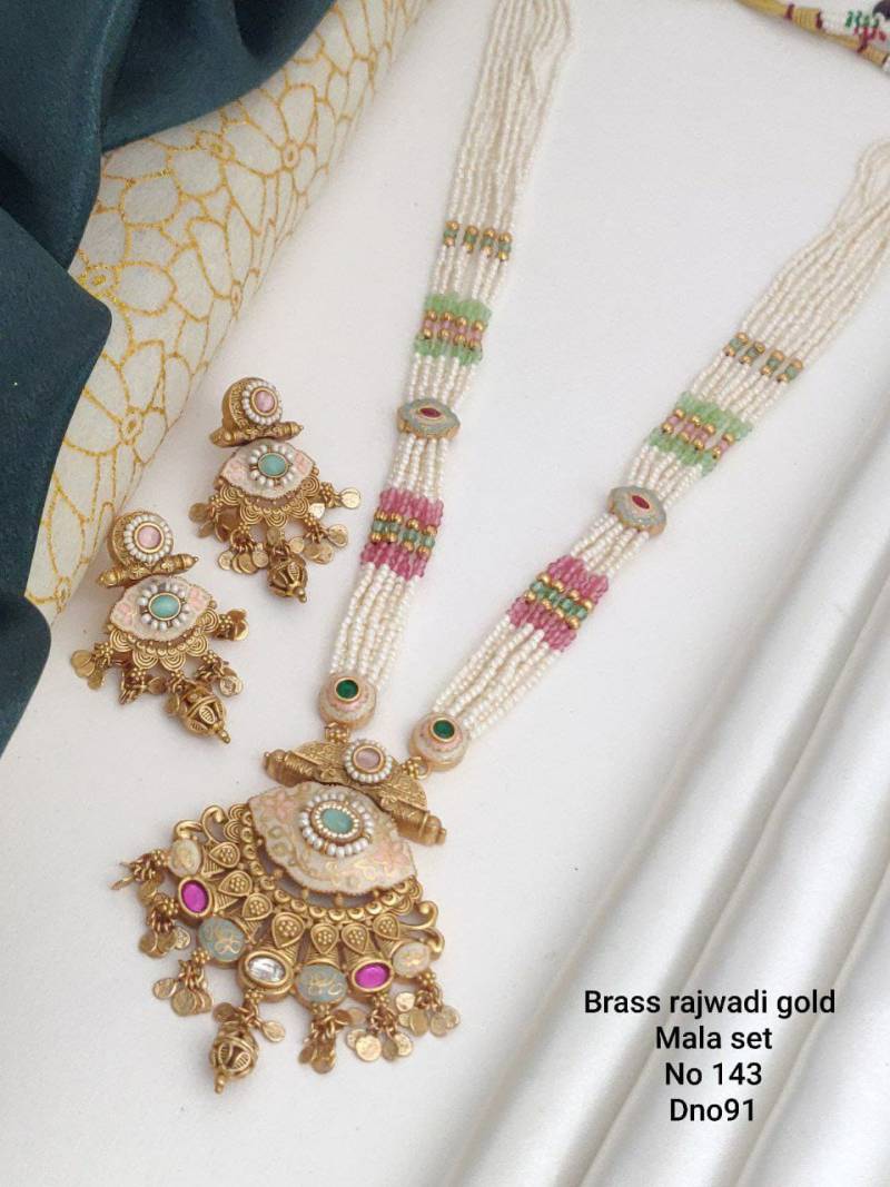 Brass Rajwadi Gold Mala Set 3