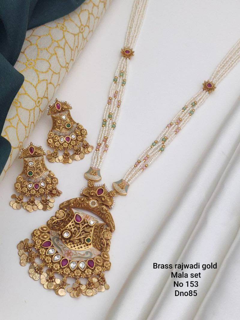 Brass Rajwadi Gold Mala Set 4