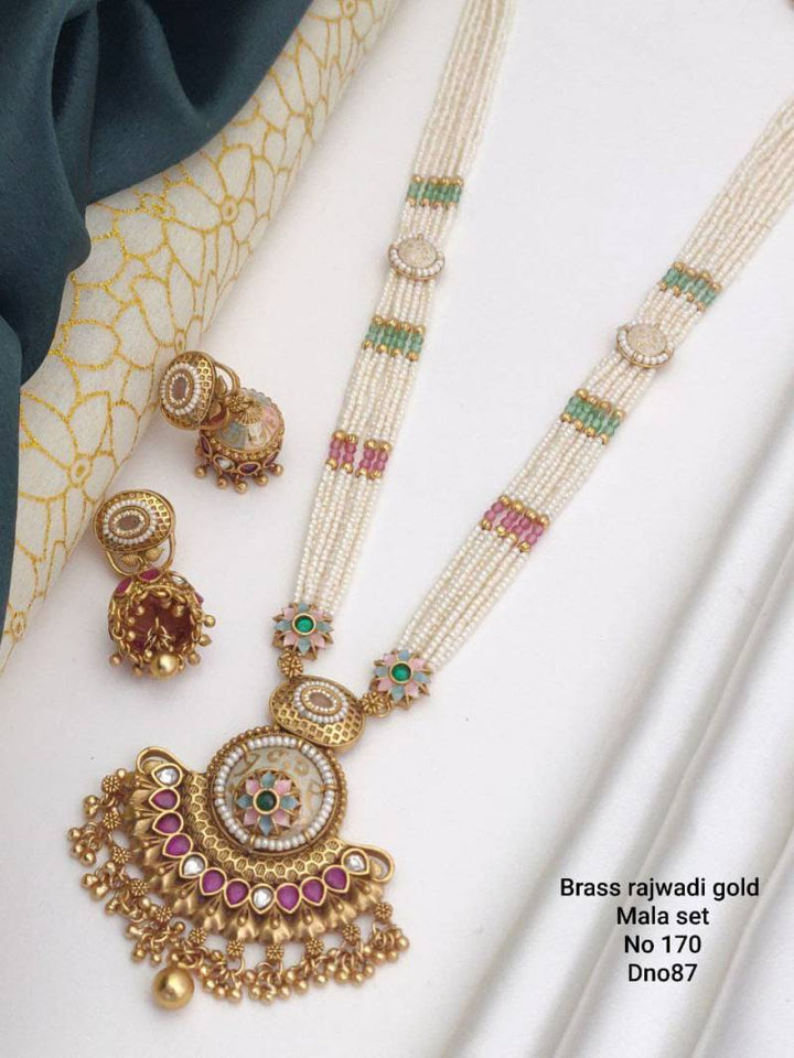 Brass Rajwadi Gold Mala Set 5