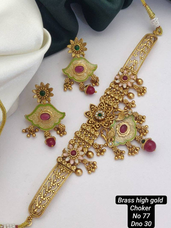 Brass High Gold Choker Set 10
