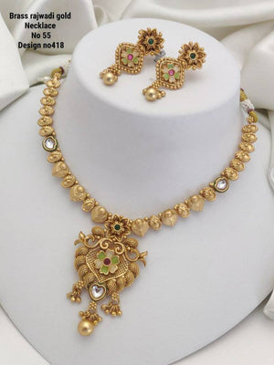 Brass Rajwadi Gold Necklace 11