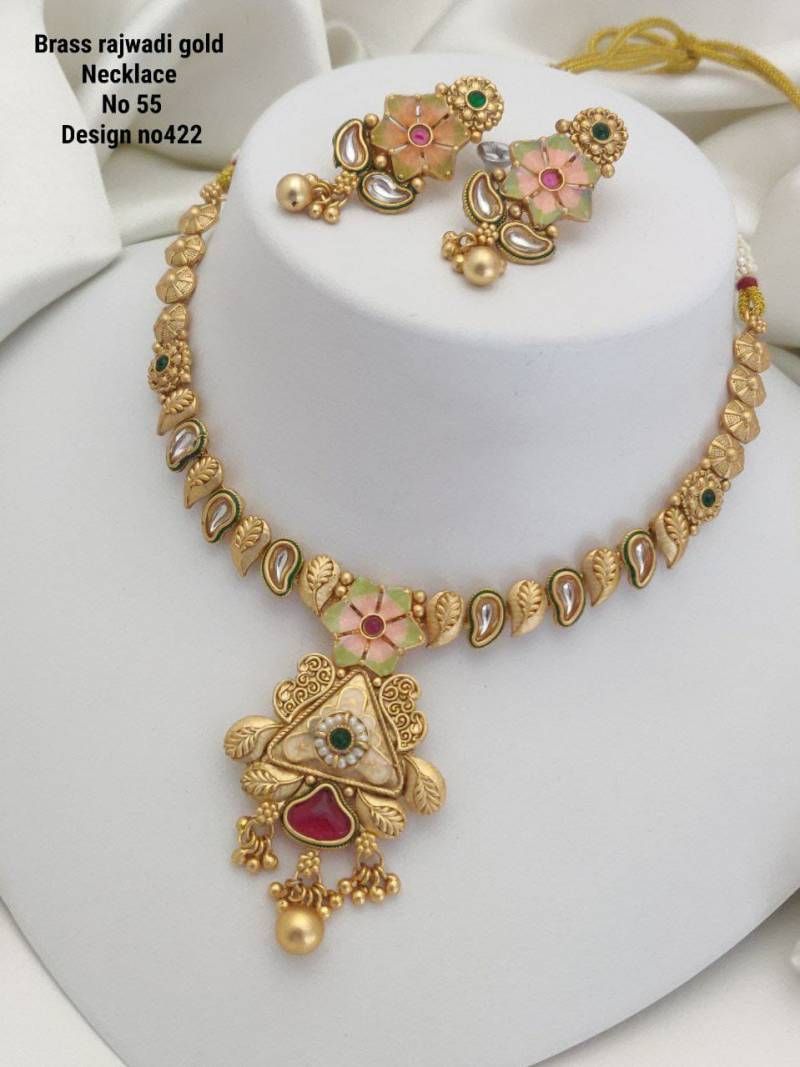 Brass Rajwadi Gold Necklace 11