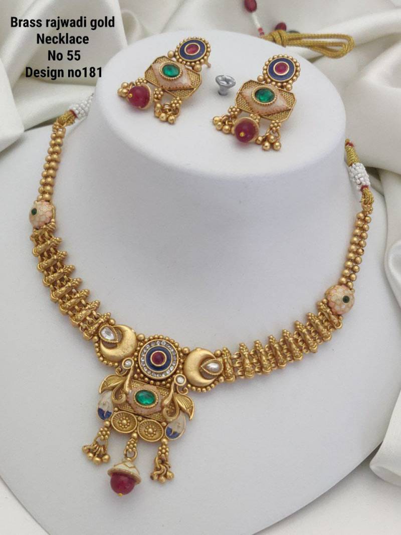 Brass Rajwadi Gold Necklace 11
