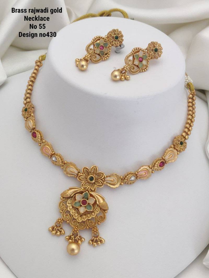 Brass Rajwadi Gold Necklace 11