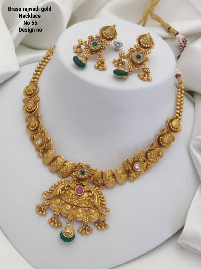 Brass Rajwadi Gold Necklace 11