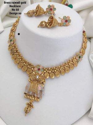 Brass Rajwadi Gold Necklace 12