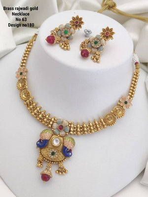 Brass Rajwadi Gold Necklace 12
