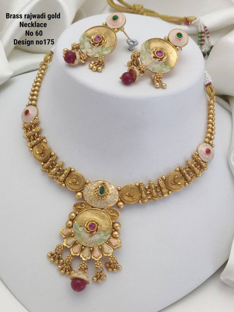 Brass Rajwadi Gold Necklace 12