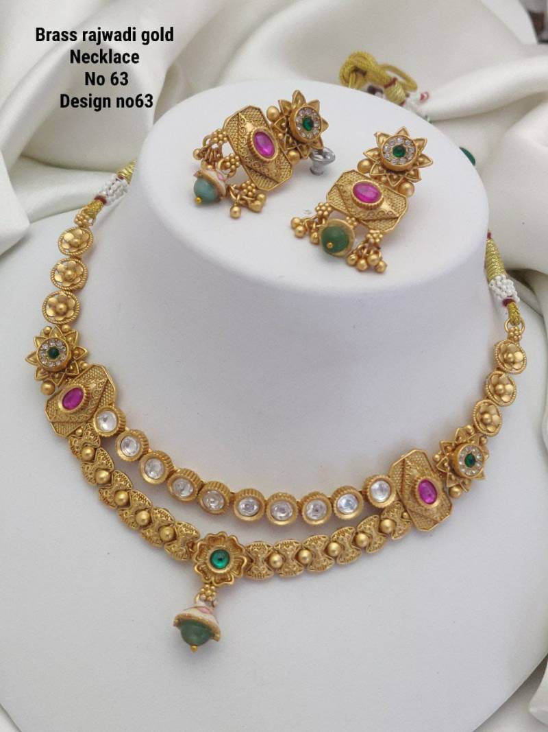 Brass Rajwadi Gold Necklace 12
