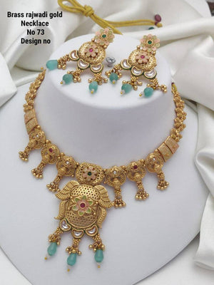 Brass Rajwadi Gold Necklace 14