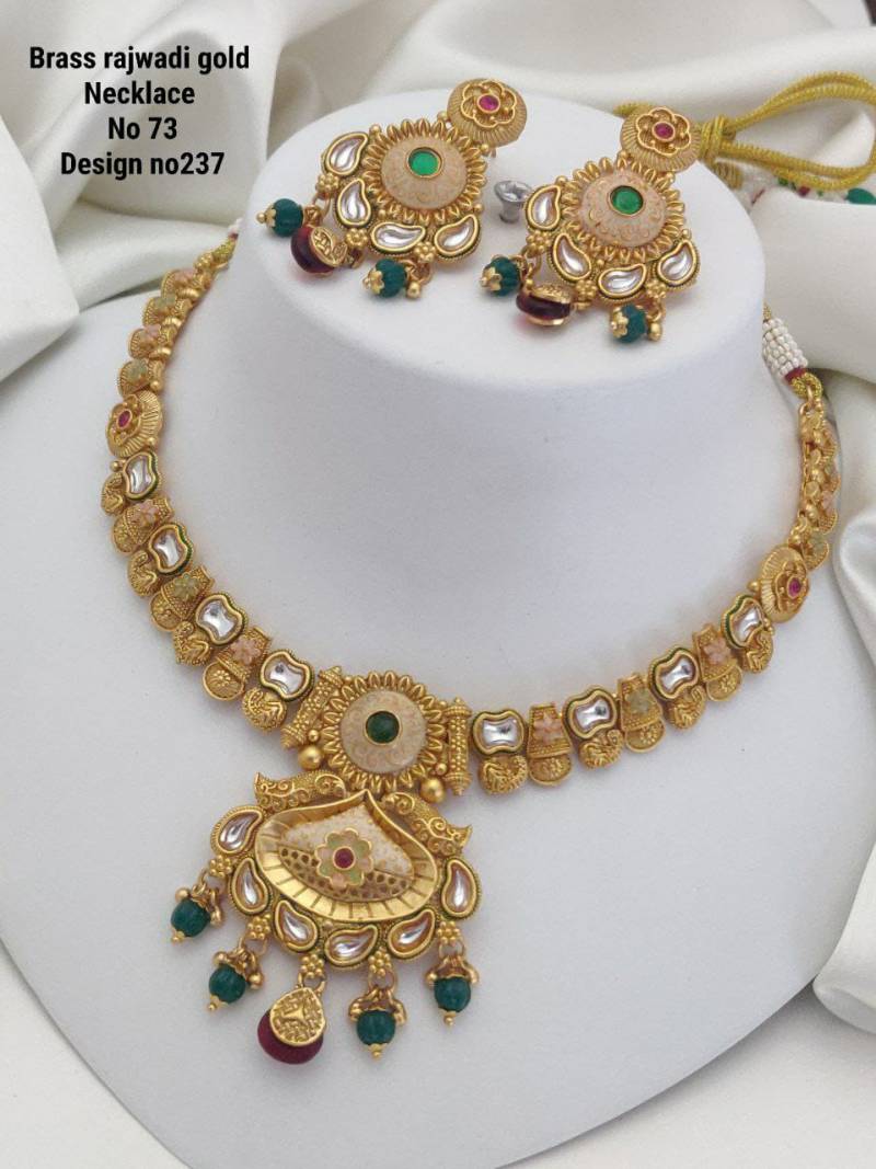 Brass Rajwadi Gold Necklace 14