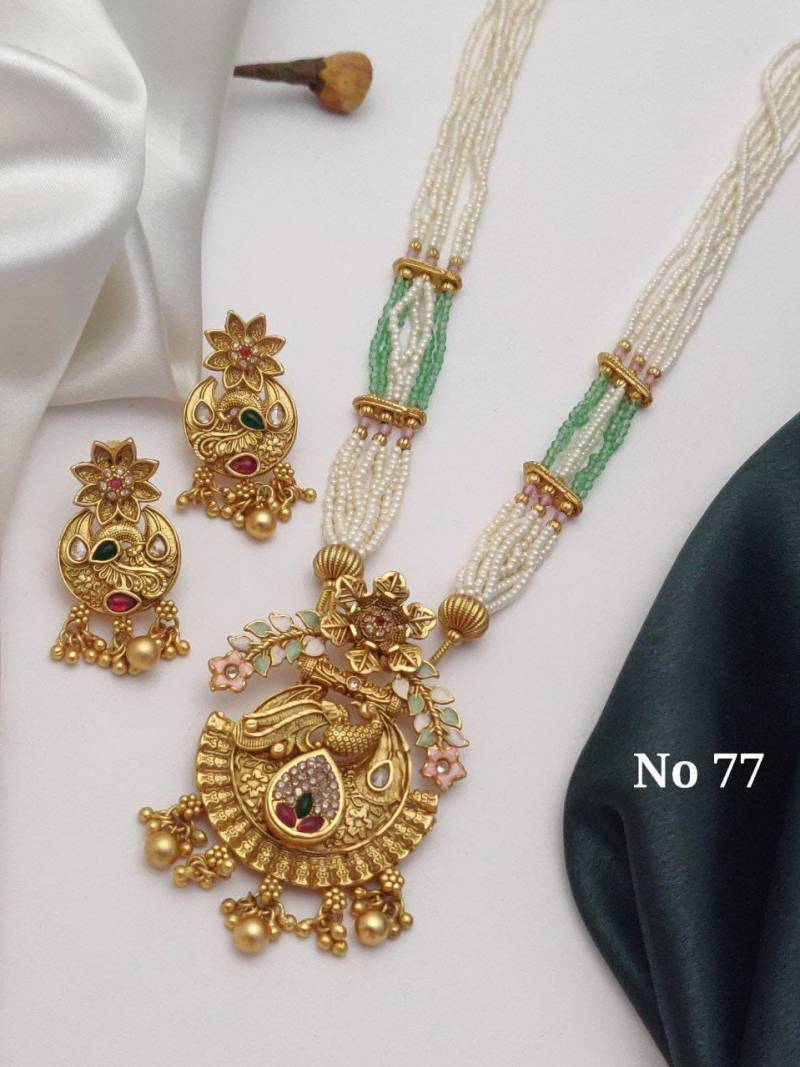 Brass High Gold Mala Pendal Set 16